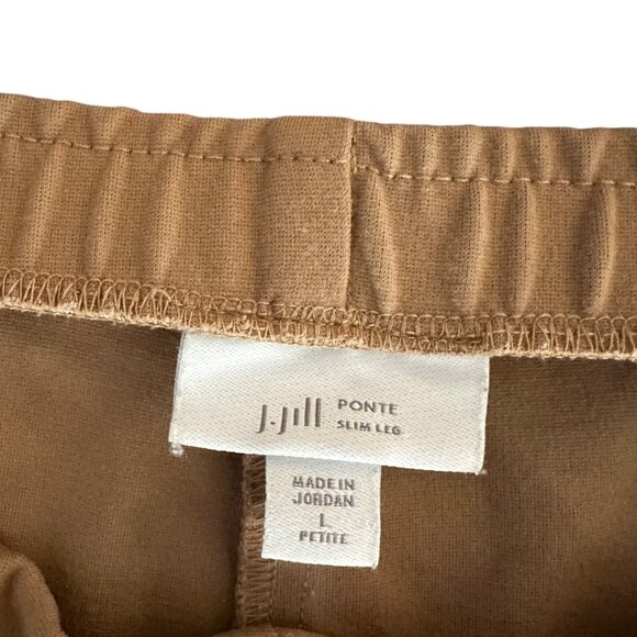 J. Jill Women's Petite Size PL Ponte Knit Pull On Slim Leg Tan Pants - Picture 5 of 7